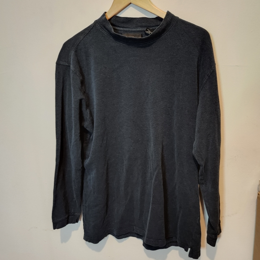 Egon Von Furstenberg Pique Dark Teal Mock Neck Top XXL